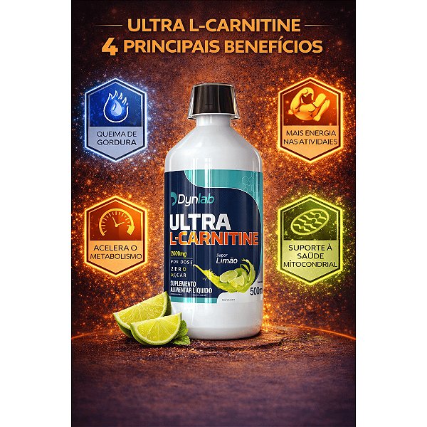 L-CARNITINA LÍQUIDA 500ML 2000,G POR DOSE ULTRA CONCENTRADA| DYNLAB