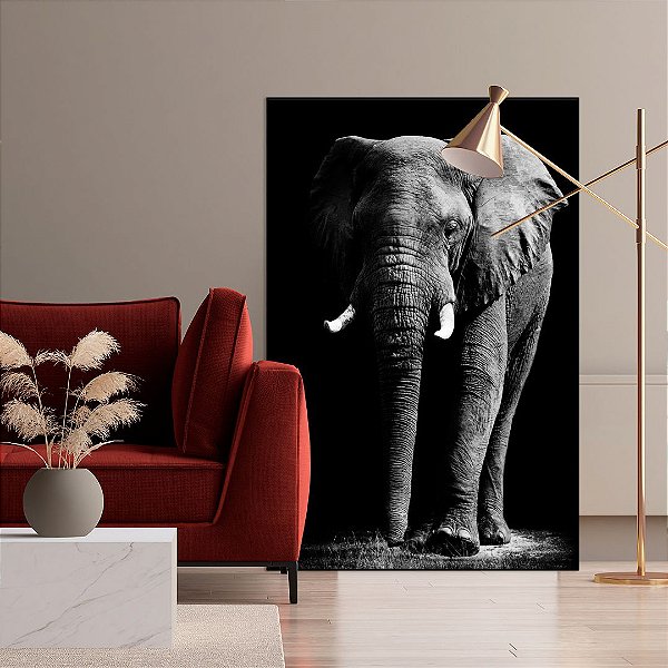 Quadro decorativo Elefante em Preto e Branco
