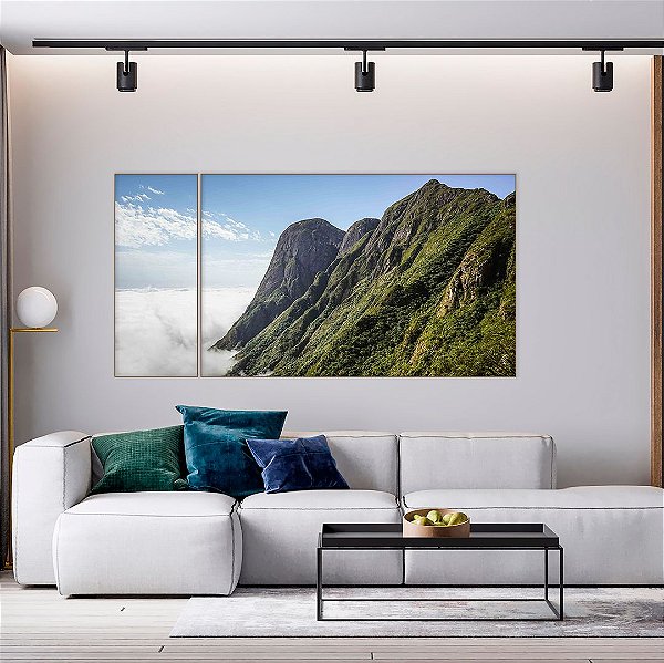 Conjunto com 02 quadros decorativos Montanhas - Artista Bruno Lacerda