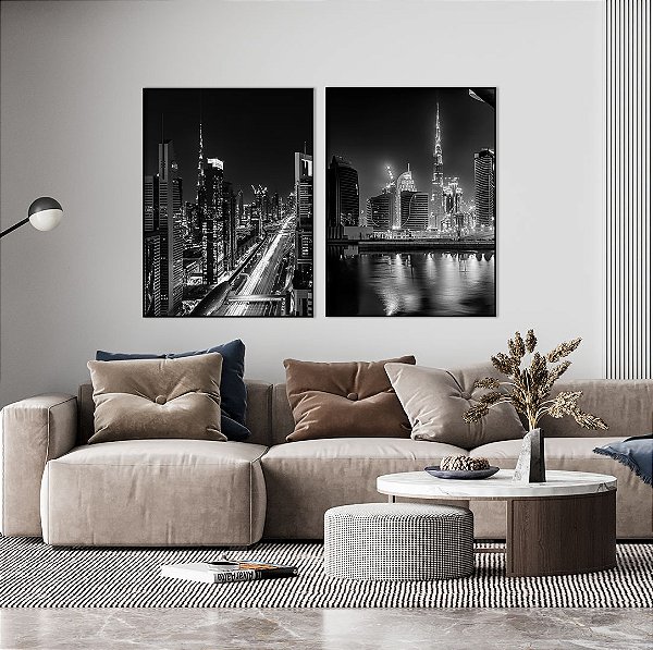 Conjunto com 02 quadros decorativos Urban Night