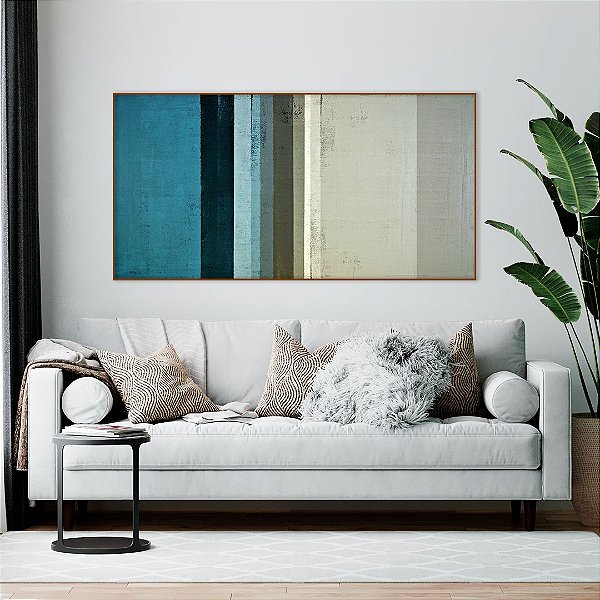 Quadro decorativo Geométrico Azul e Bege