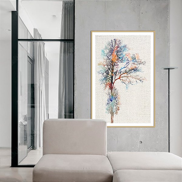 ENVIO IMEDIATO - Quadro Decorativo Árvore da Vida 90x130cm (LxA) Moldura cor Dourado