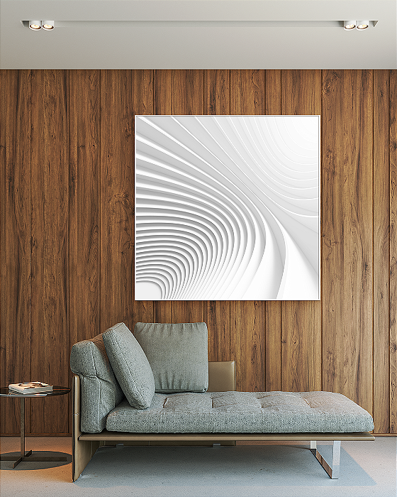 Quadro Decorativo Abstrato Branco 100x100cm (LxA) Moldura cor Branco