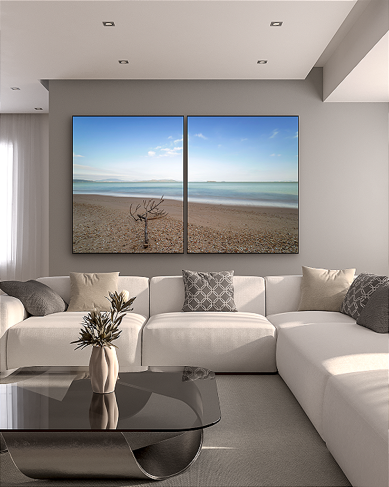 Conjunto com 02 Quadros Decorativos Paisagem Contemplativa - Artista James Hilton Becker