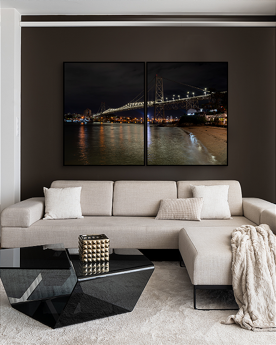 Conjunto com 02 Quadros Decorativos Ponte Hercílio Luz - Artista James Hilton Becker