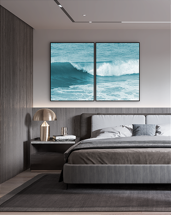 Conjunto com 02 Quadros Decorativos Infinito Azul - Artista James Hilton Becker