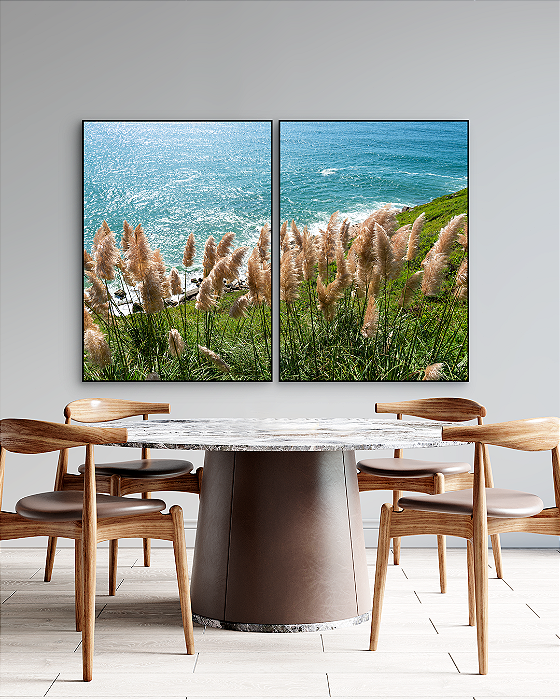 Conjunto com 02 Quadros Decorativos Vista do Mar - Artista James Hilton Becker