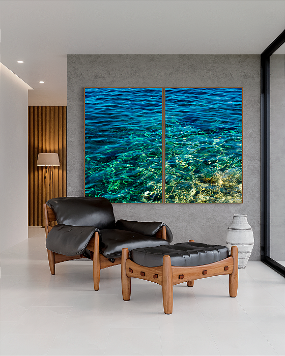 Conjunto com 02 quadros decorativos Cores do Mar
