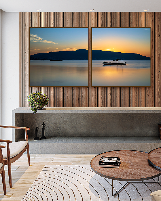 Conjunto com 02 Quadros Decorativos Repouso no Mar - Artista James Hilton Becker
