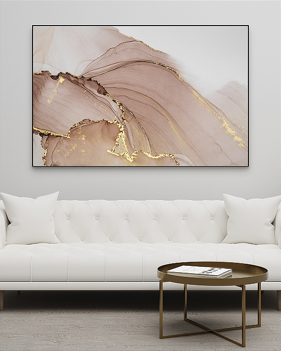 Quadro decorativo Rosê e Dourado