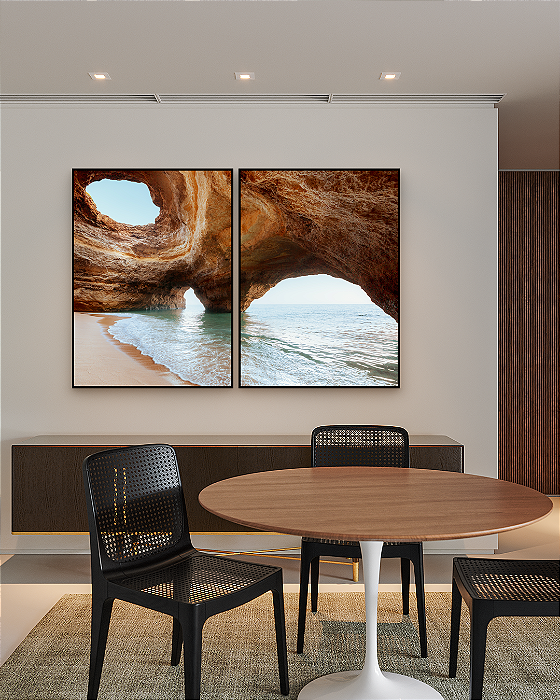 Conjunto com 02 Quadros Decorativos CANVAS Paraíso 62x93cm (LxA) Moldura Canaleta Preto
