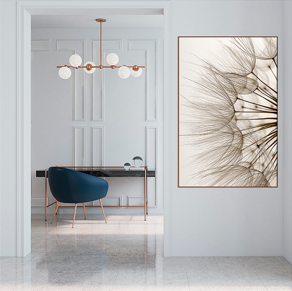 Quadro Decorativo Dente-de-leão 80x100cm (LxA) Moldura cor Freijó