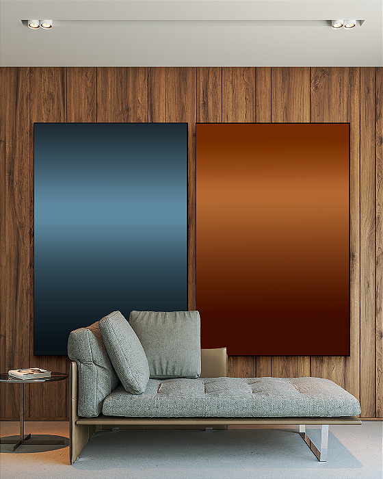 Conjunto com 02 Quadros Decorativos Terra e Mar Degradê