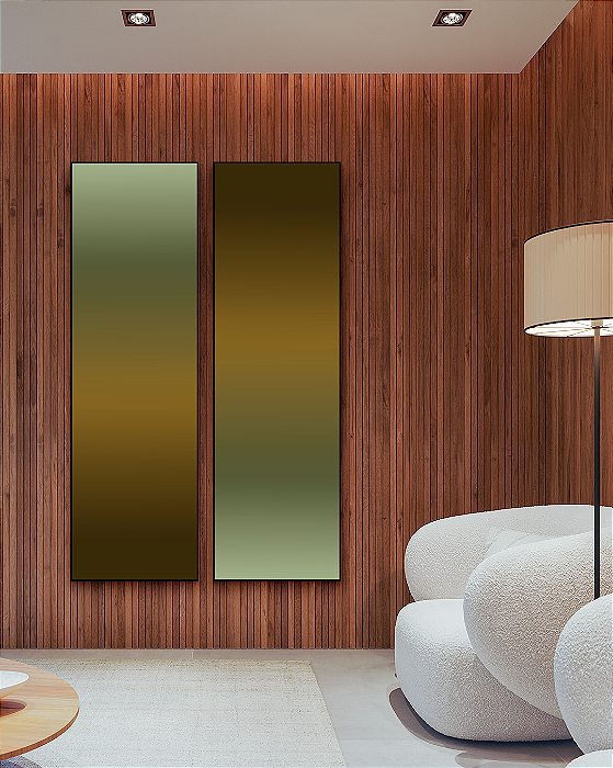 Conjunto com 02 Quadros Decorativos Degradê Verde e Marrom
