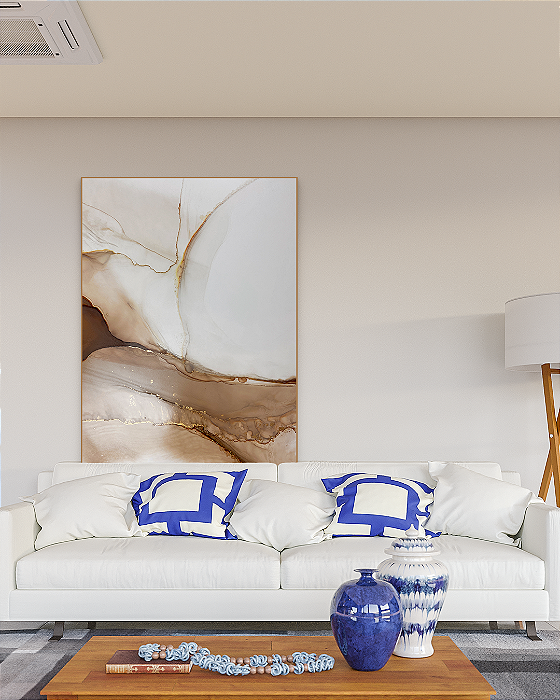 Quadro Decorativo Abstrato Marrom e Dourado