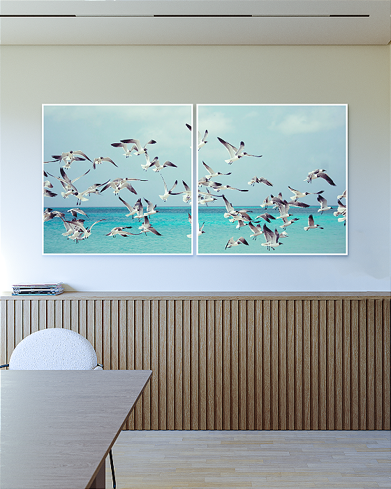 Conjunto com 02 quadros decorativos Voo ao Mar