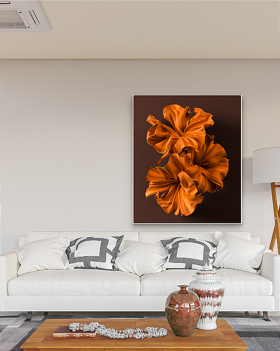 Quadro Decorativo Flores Terracota