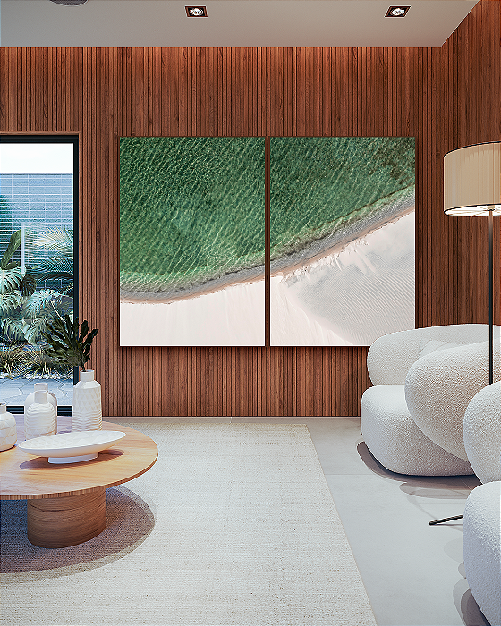 Conjunto com 02 quadros decorativos Água Esmeralda