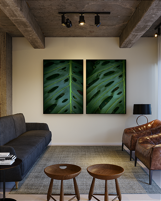 Conjunto com 02 Quadros Monstera Deliciosa - Artista Sofia Monzani