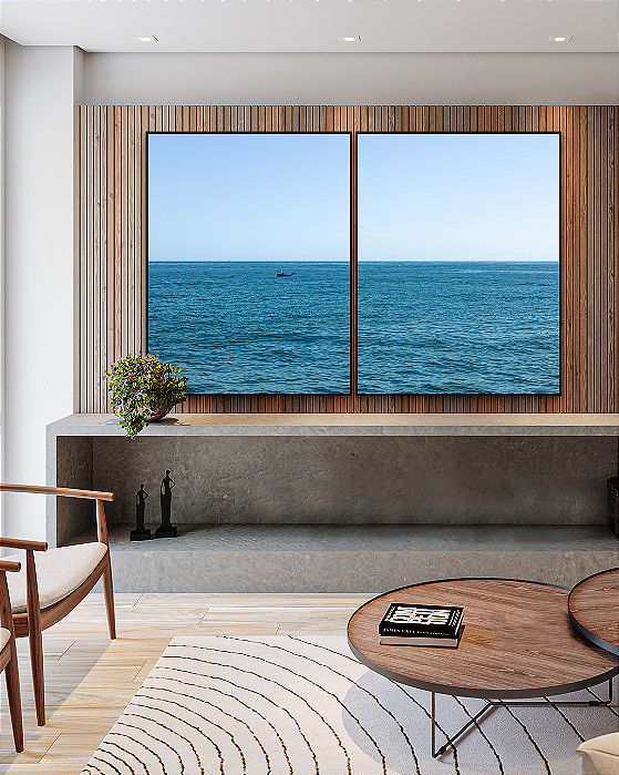 Conjunto com 02 Quadros Decorativos Azul Celeste - Artista Sofia Monzani