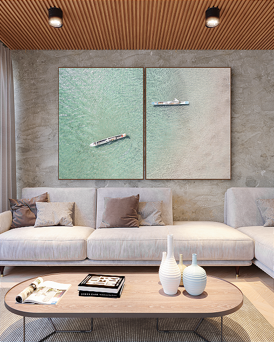 Conjunto com 02 Quadros Decorativos Calmaria - Artista Sofia Monzani