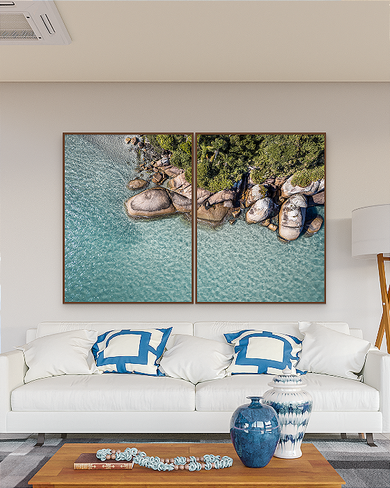 Conjunto com 02 Quadros Decorativos Ilha do Campeche - Artista Sofia Monzani