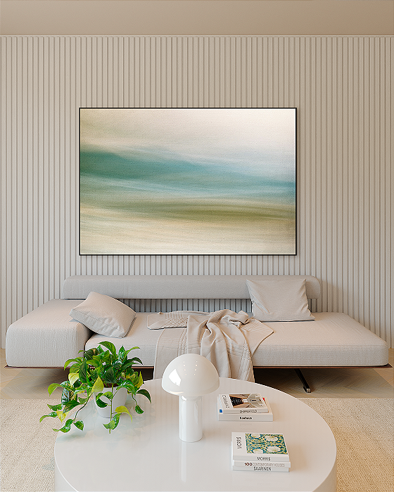 Quadro Decorativo Abstrato Turquesa, Verde e Bege