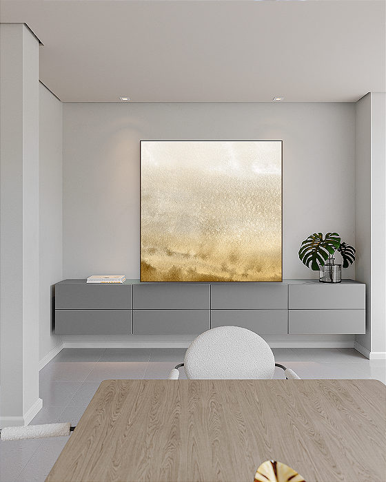 Quadro Decorativo Abstrato Tons de Dourado