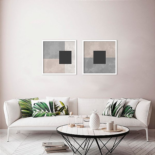 Conjunto com 02 quadros decorativos Geometric Texture