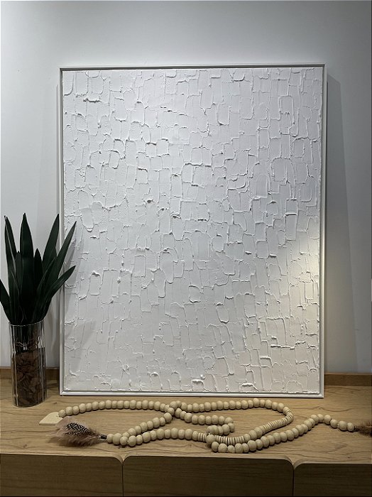 ENVIO IMEDIATO - Quadro Decorativo Textura Branco Puro 80x100cm (LxA) Moldura cor Branco