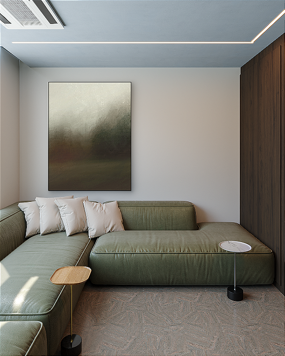 Quadro Decorativo Abstrato Verde e Vinho
