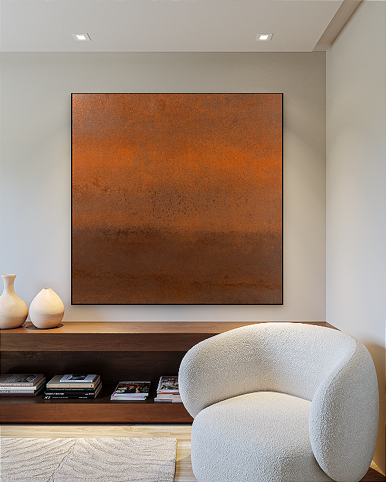 Quadro Decorativo Abstrato Degradê Terracota