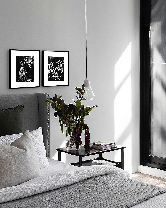 Conjunto com 02 Quadros Flores P&B com Paspatur - Artista Quintal Fotografia