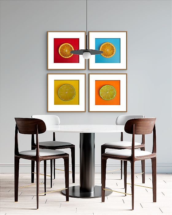 Conjunto com 04 Quadros Cítricos com Paspatur - Artista Quintal Fotografia