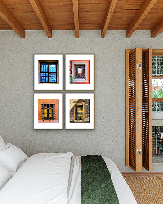 Conjunto com 04 Quadros Janelas da Itália com Paspatur - Artista Quintal Fotografia