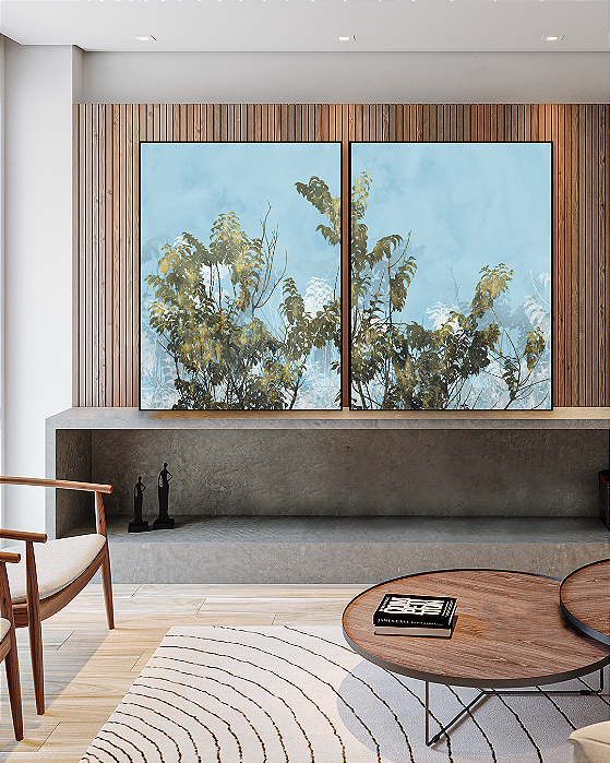 Conjunto com 02 quadros decorativos Botânica