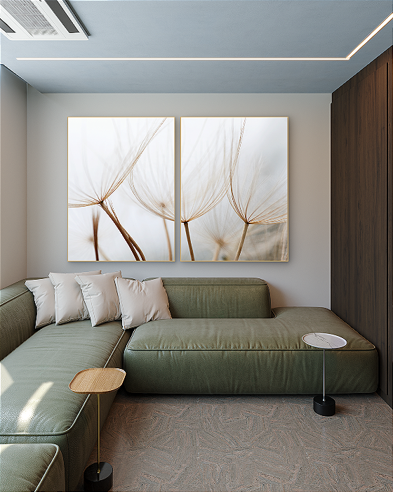 Conjunto com 02 quadros decorativos Dente-de-leão II