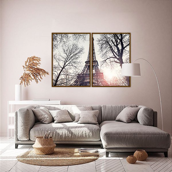 Conjunto com 02 quadros decorativos Paris