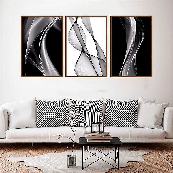 Conjunto com 03 quadros decorativos Abstratos