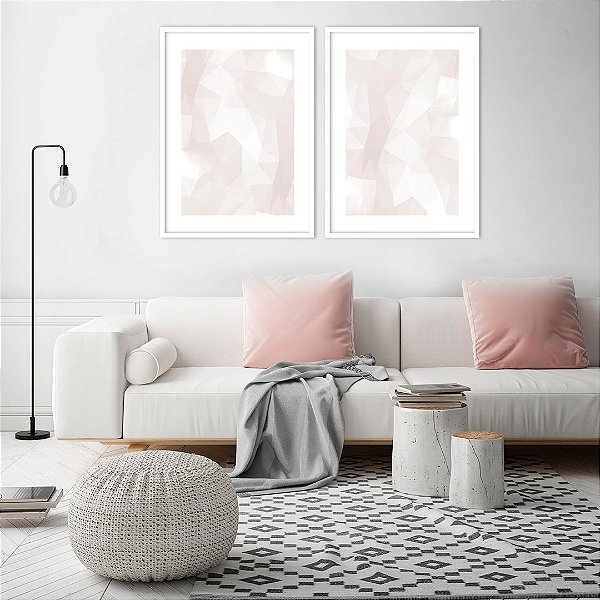 Conjunto com 02 quadros decorativos Abstrato Suave