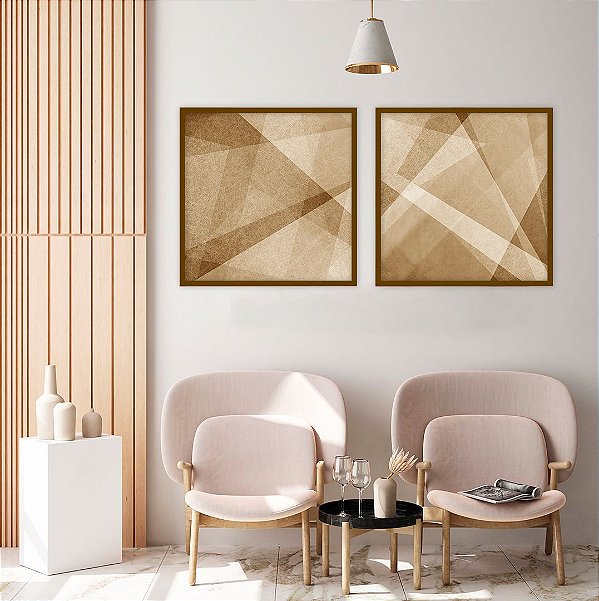 Conjunto com 02 quadros decorativos Geometric Design