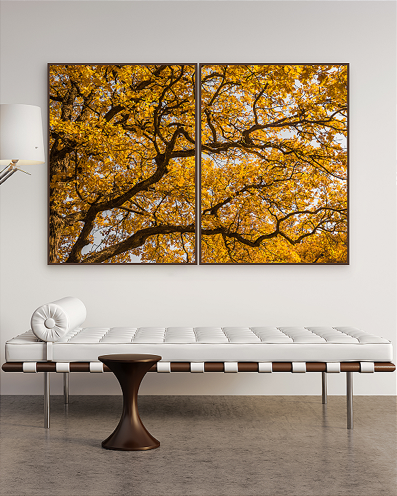 Conjunto com 02 quadros decorativos Árvore Outono