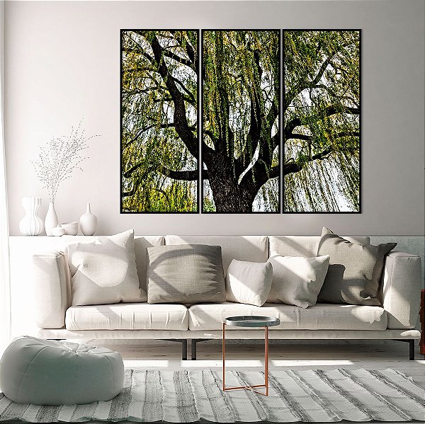Conjunto com 03 quadros decorativos Árvore