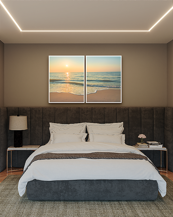 Conjunto com 02 quadros decorativos Praia
