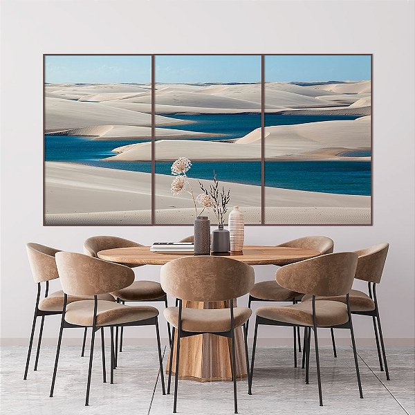 Conjunto com 03 quadros decorativos Lençóis Maranhenses