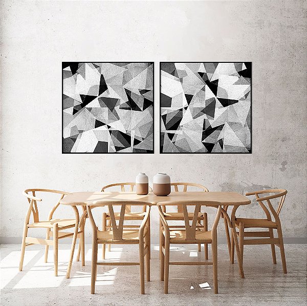 Conjunto com 02 quadros decorativos Geométrico