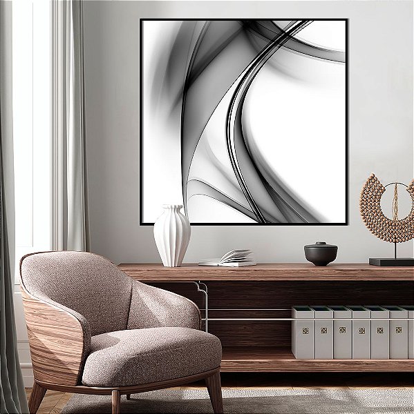 Quadro Decorativo Abstrato Preto e Branco