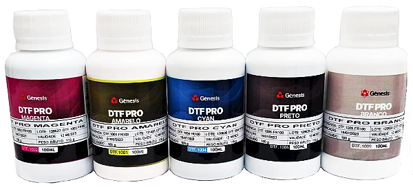 Tinta Digital para impressão DTF Pro Gênesis  5 unidades de 100ml cada