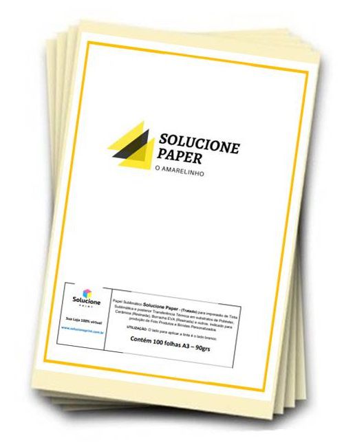 Papel Sublimatico Solucione-Paper A3 90grs c/100 folhas (Tratado-Fundo Amarelo)
