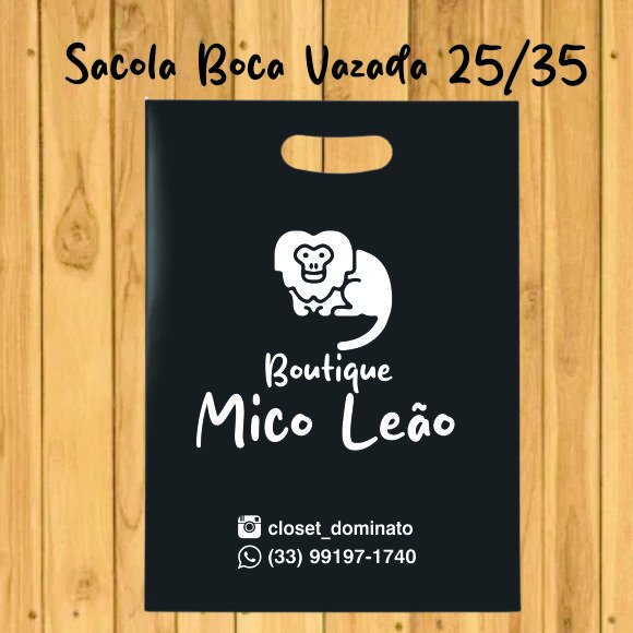 1000 sacola boca vazada personalizada 25/35
